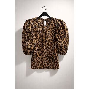 #3 Azel Hazel Animal Print Puff Sleeve Blouse Size S